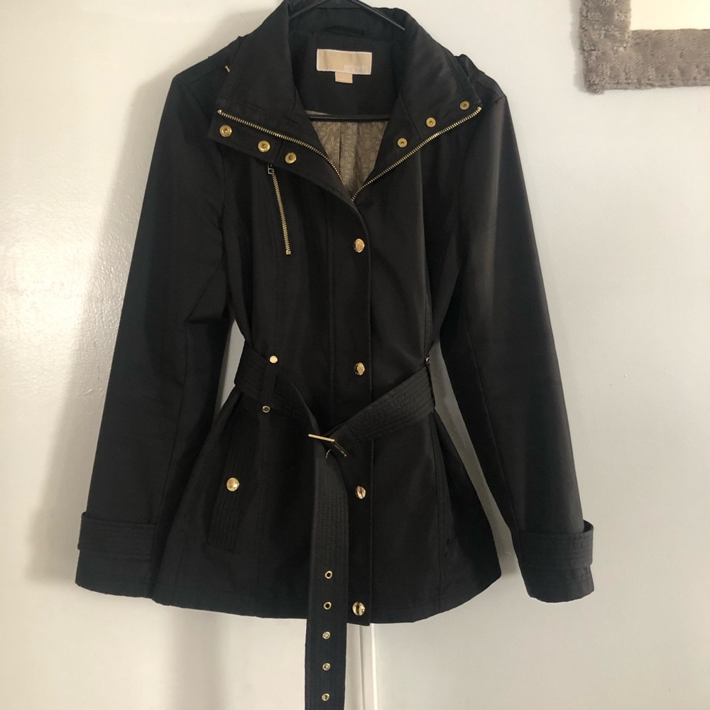 Michael Kors Belted Soft Shell Hooded Jacket - Picture 2 of 8